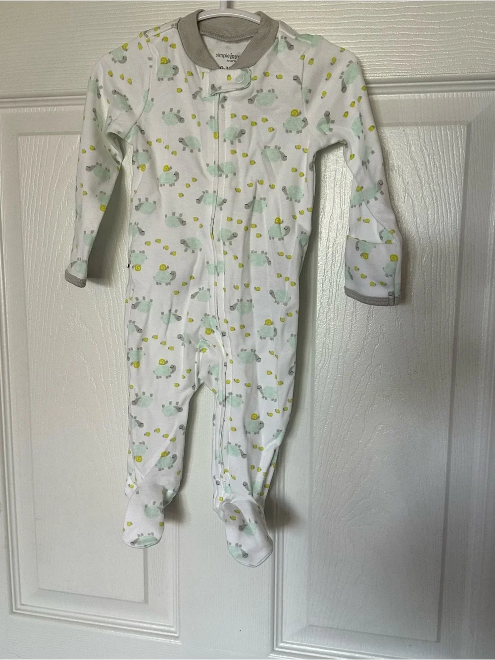 Carter’s Simple Joys Baby White Footed One-Piece with Green Yellow Turtle Print